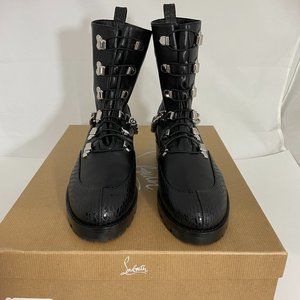 CHRISTIAN LOUBOUTIN $1395 NIB BLACK HORSE BOOTS 35